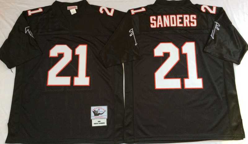Falcons 21 Deion Sanders Black M&N Throwback Jersey->nfl m&n throwback->NFL Jersey